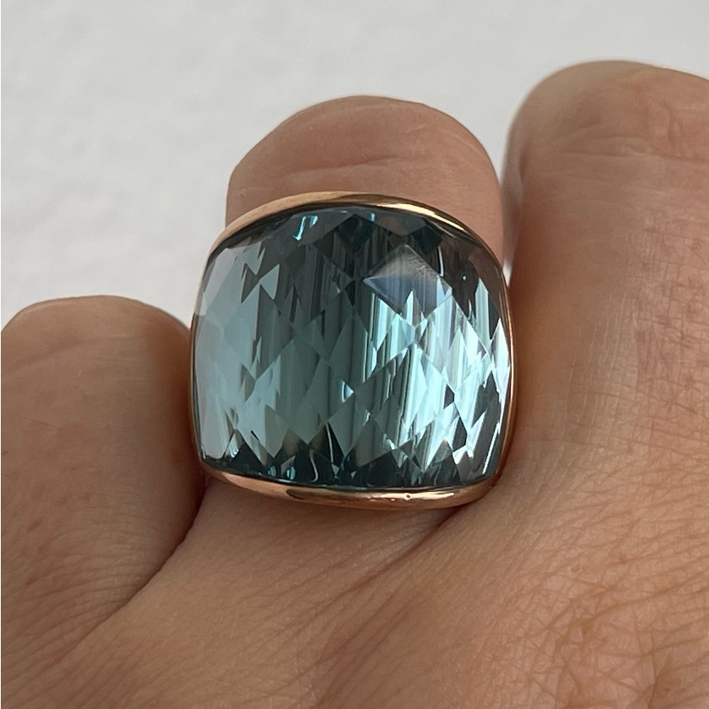 Bronze Milor Italy blue faced crystal ring size 8 3/4 ( Size 8 )